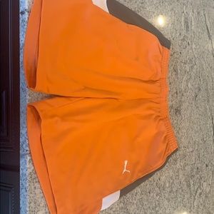 Puma orange mesh lined shorts